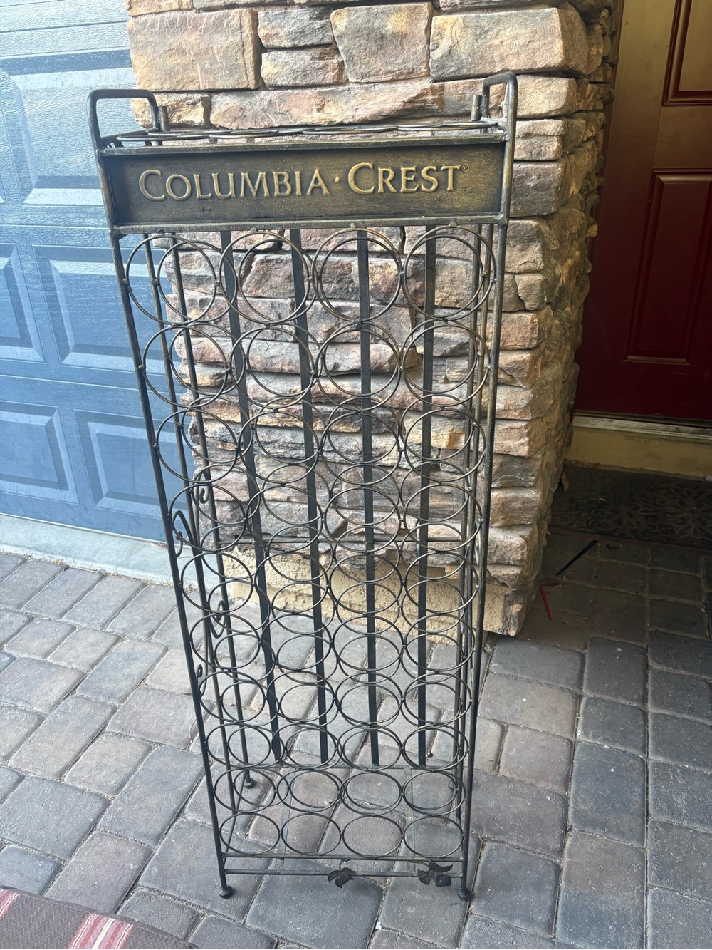 Columbia Crest Metal Wine Rack - Tall Black & Gold Display